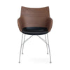 Kartell Q/Wood Fotel Slatted Ash, ciemne drewno/chrom