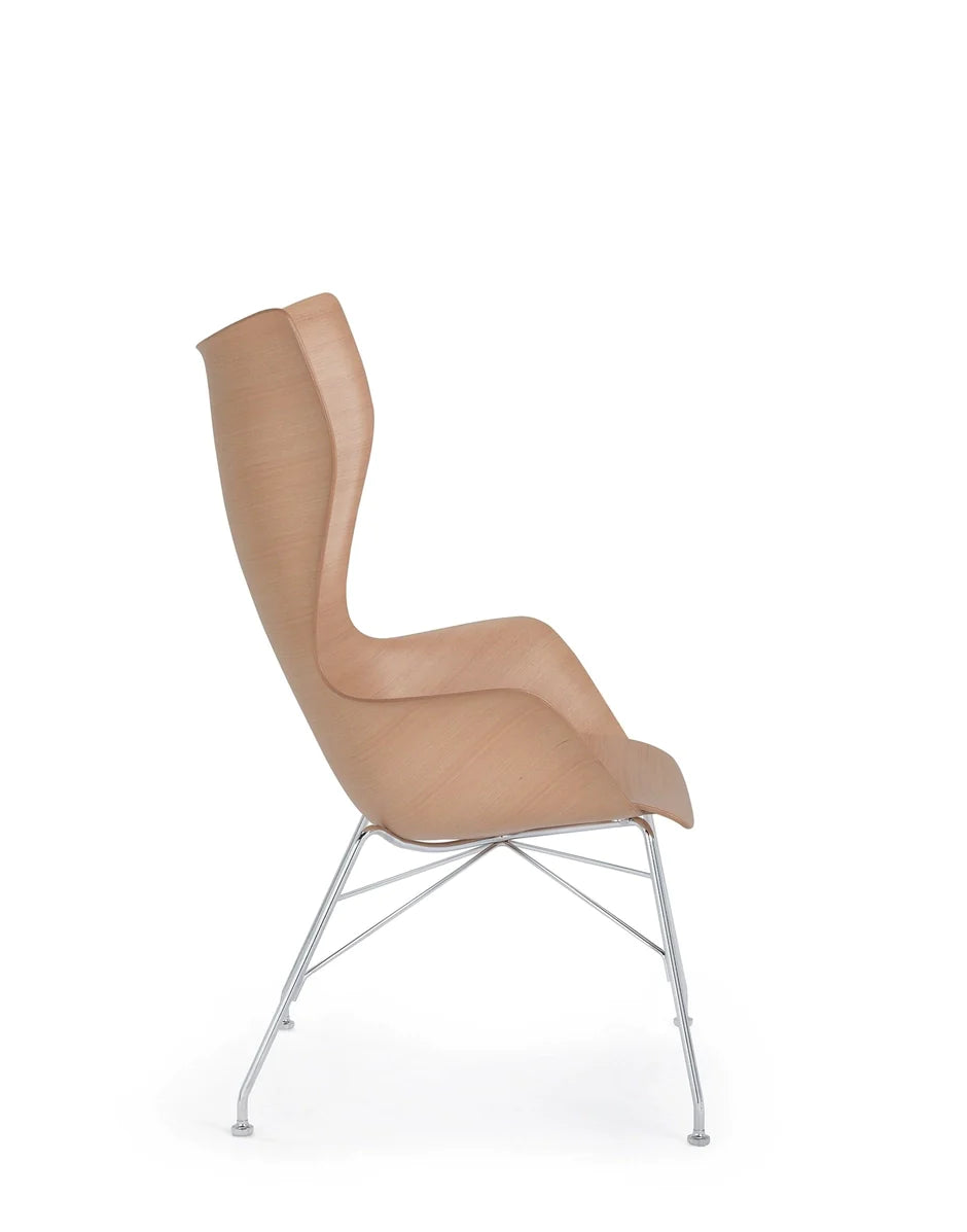 Kartell K/Wood Armchair Basic Veneer, Light Wood/Chrome