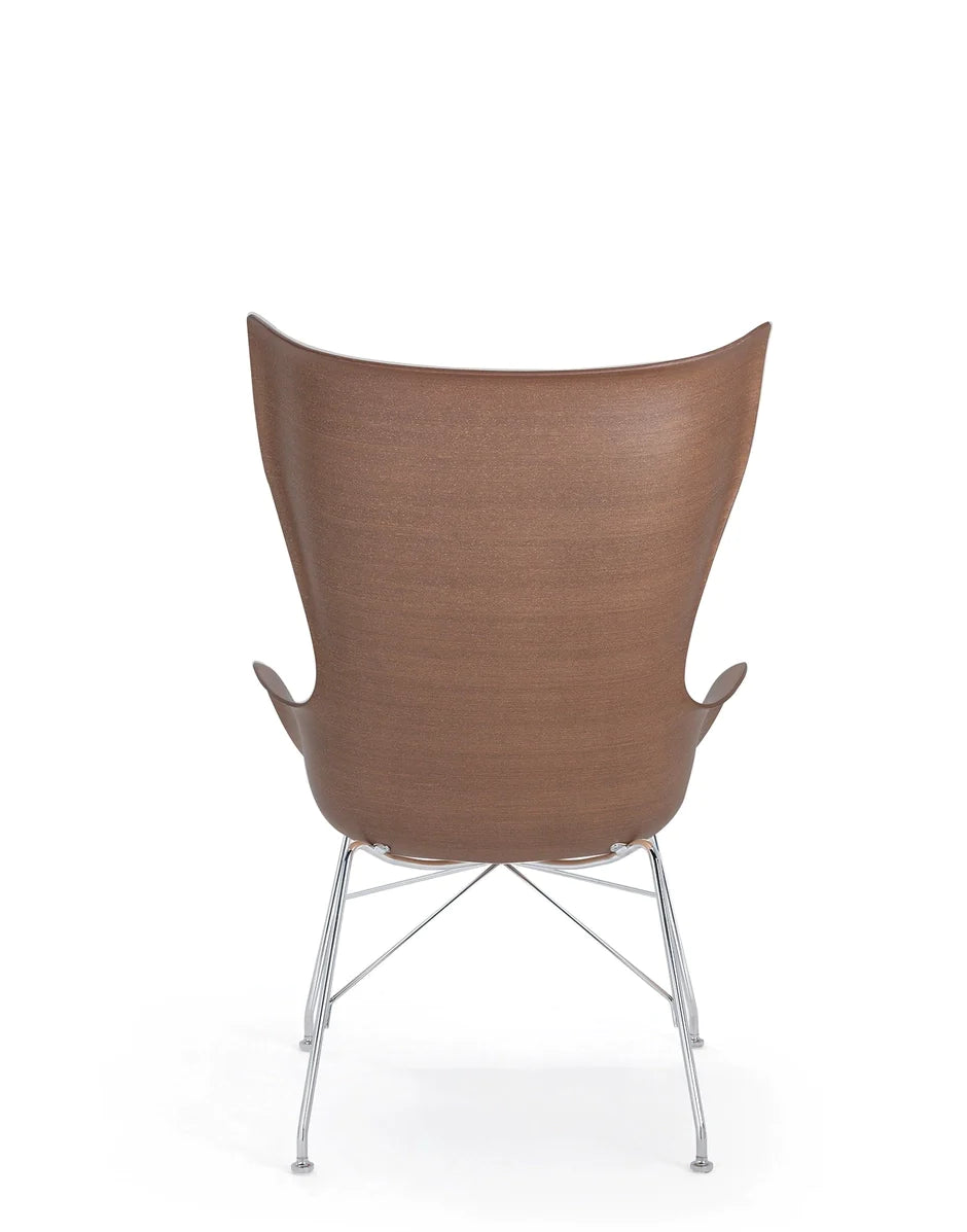 Kartell K/Wood Armchair Basic Veneer, Dark Wood/Chrome