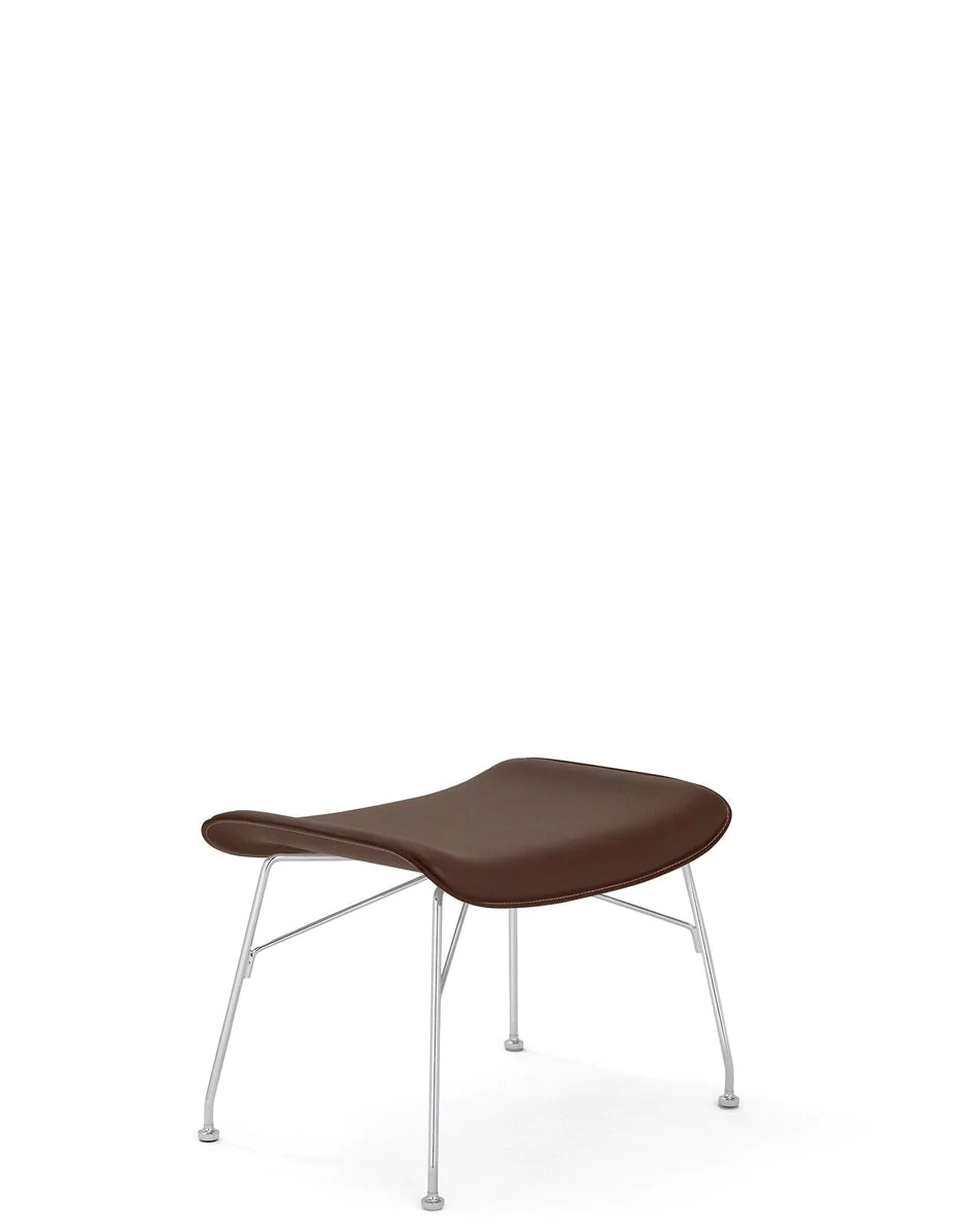 Kartell S/Wood Footrest Leather, Ciemne drewno/chrom