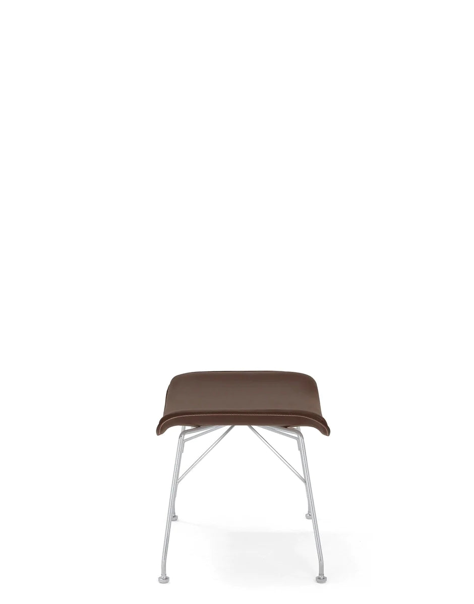 Kartell S/Wood Footrest Leather, Ciemne drewno/chrom