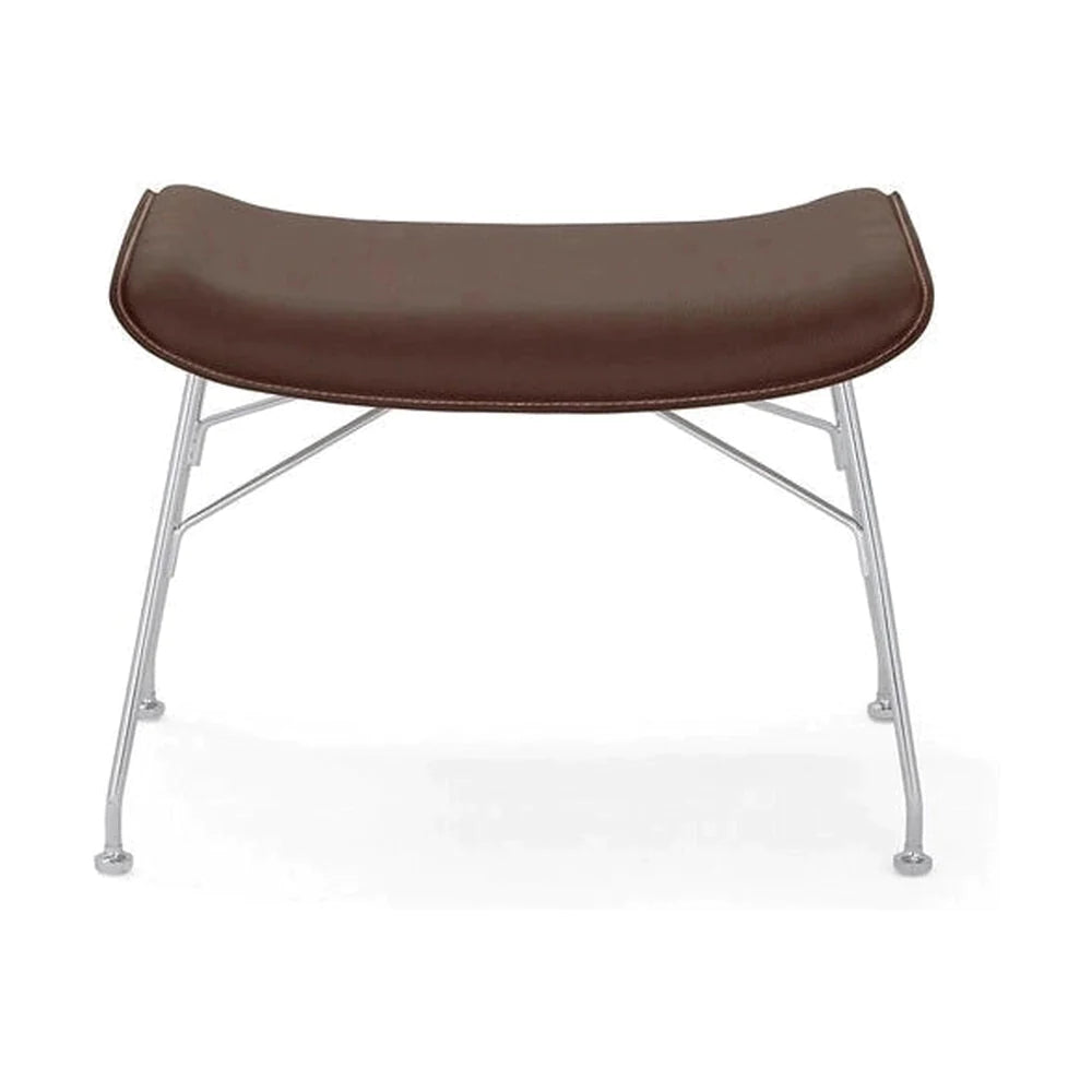 Kartell S/Wood Footrest Leather, Ciemne drewno/chrom