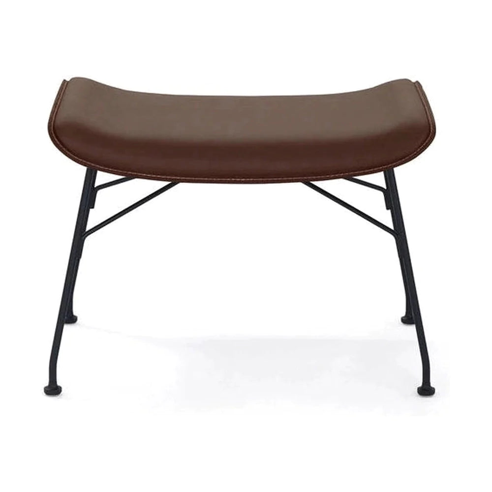 Kartell S/Wood Footrest Leather, Ciemne drewno/czarne