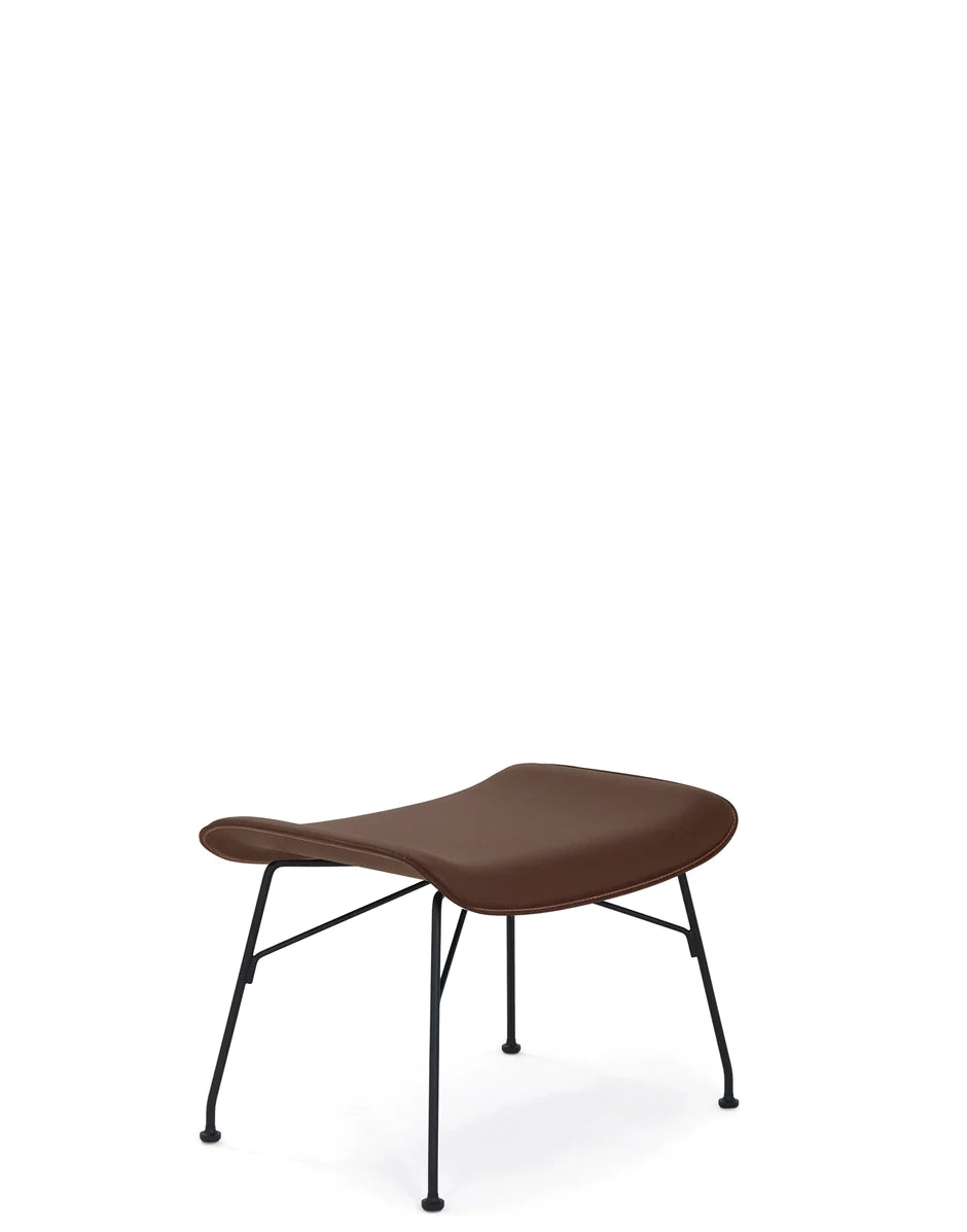 Kartell S/Wood Footrest Leather, Ciemne drewno/czarne