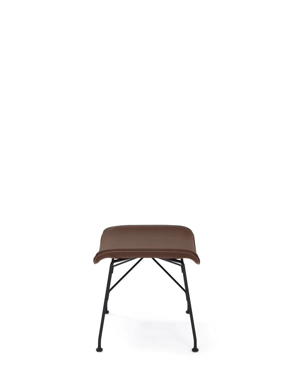 Kartell S/Wood Footrest Leather, Ciemne drewno/czarne