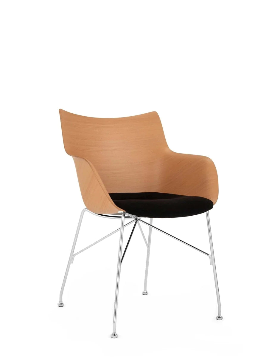 Fotel Kartell Q/Wood, jasne drewno/chrom/czarny