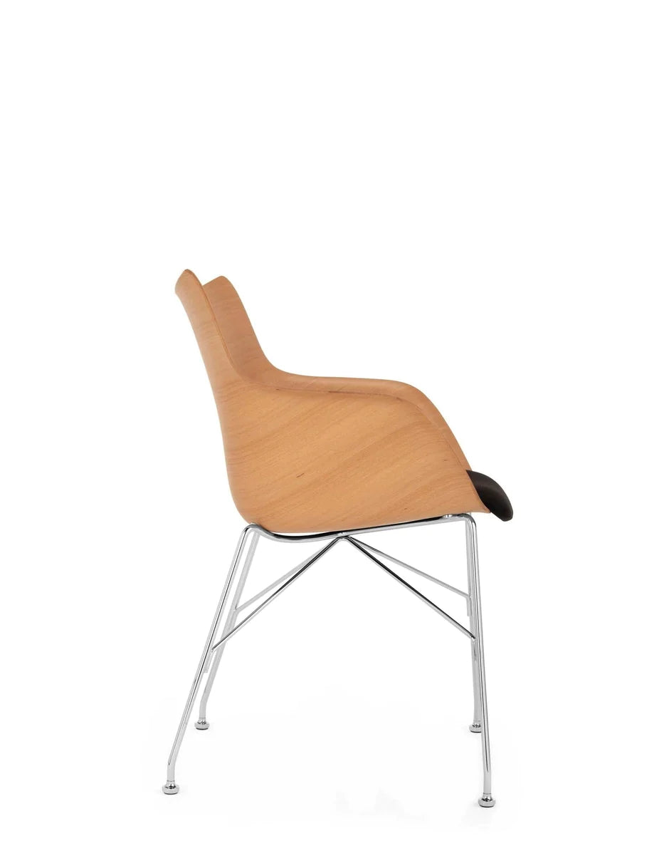 Fotel Kartell Q/Wood, jasne drewno/chrom/czarny