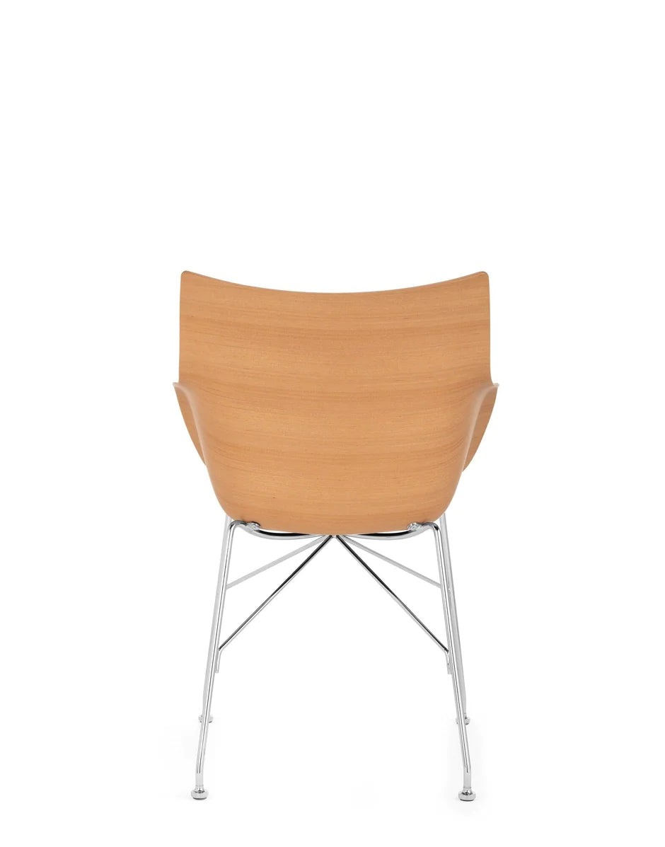 Fotel Kartell Q/Wood, jasne drewno/chrom/jasnoniebieski