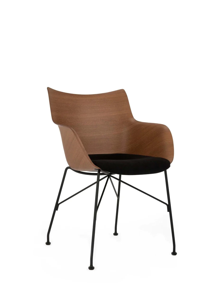 Fotel Kartell Q/Wood, ciemne drewno/czarny/czarny