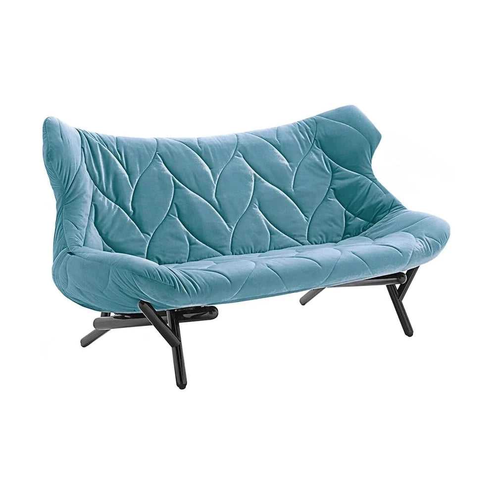 Kartell Foliage Sofa Velvet, czarny/turkusowy niebieski