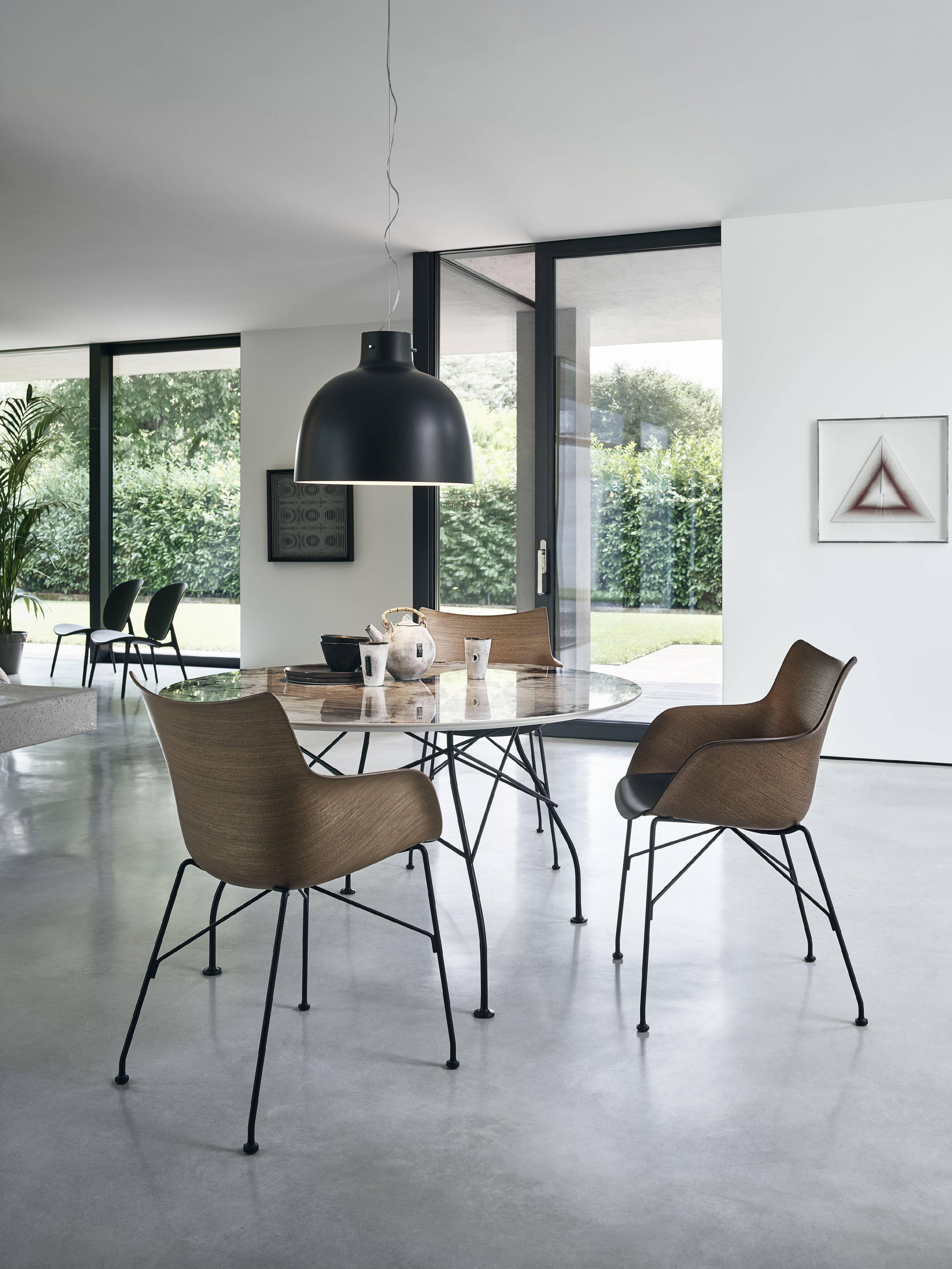 Fotel Kartell Q/Wood, jasne drewno/chrom/jasnoniebieski