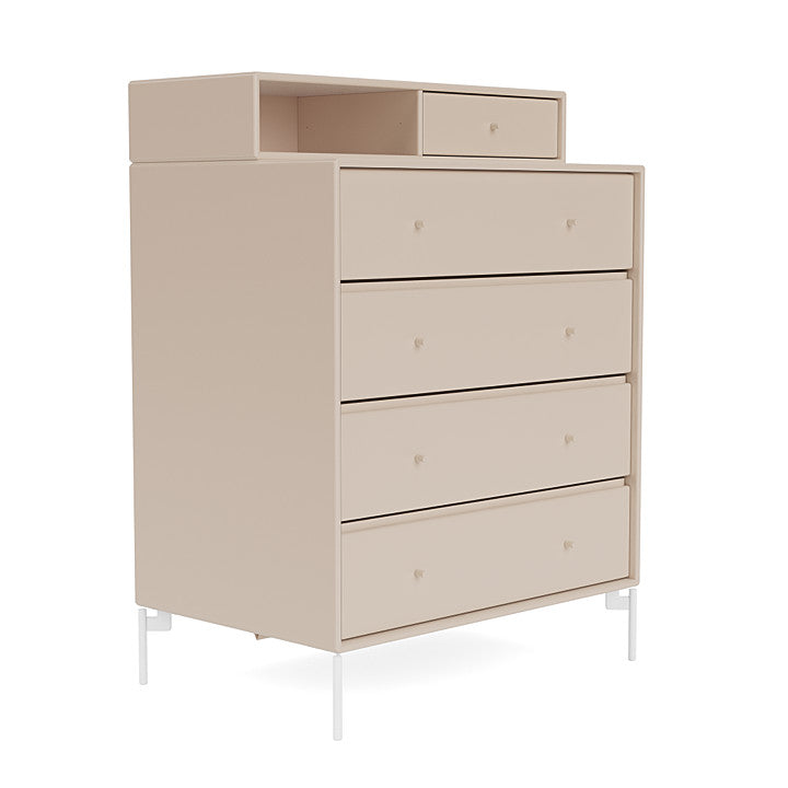 Montana Keep Chest Of Drawers With Legs, Clay/Snow White