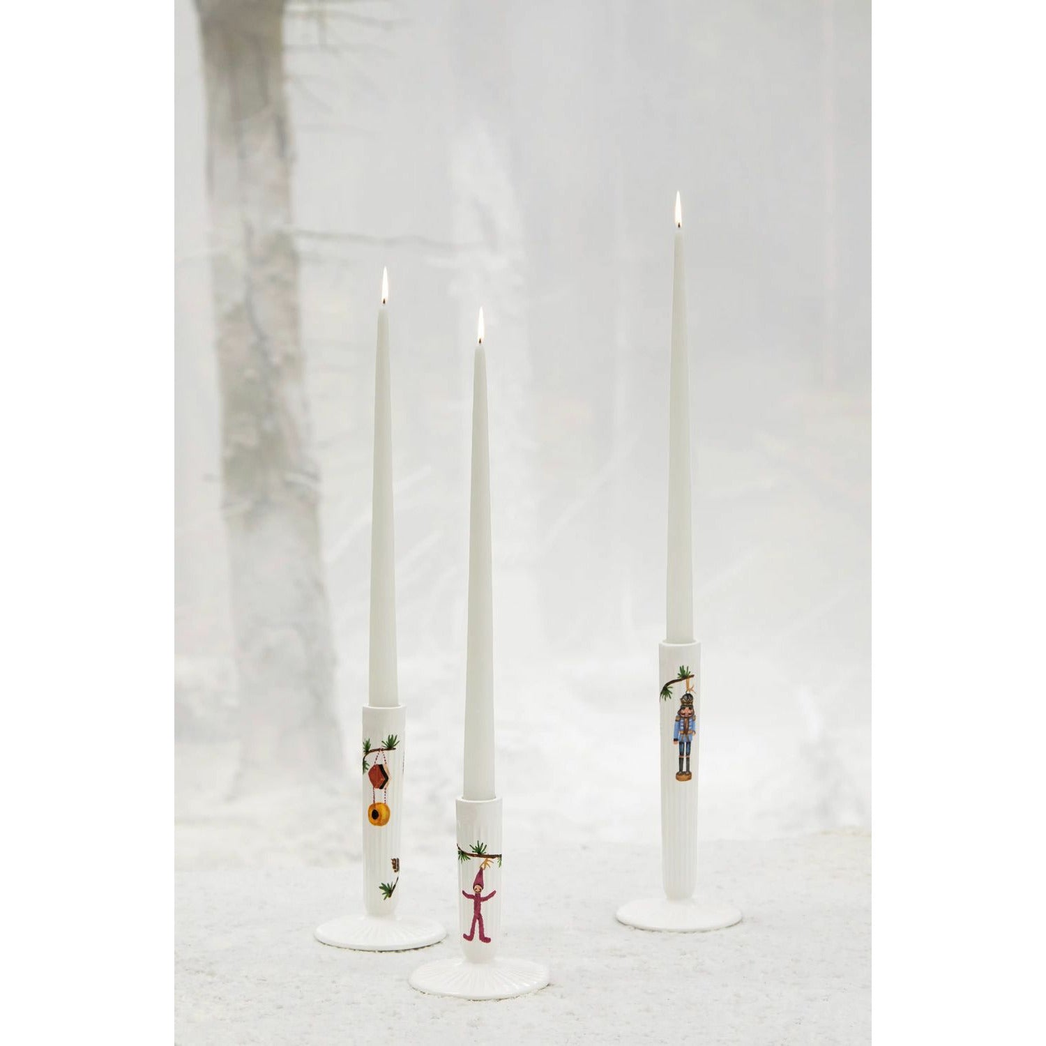 Kähler Hammershøi świąteczny świecznik 20 cm, biały z dekoracją