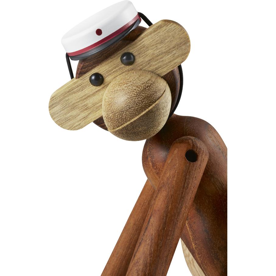 Kay Bojesen Monkey Mały Teak/Limba z czerwoną czapką studencką