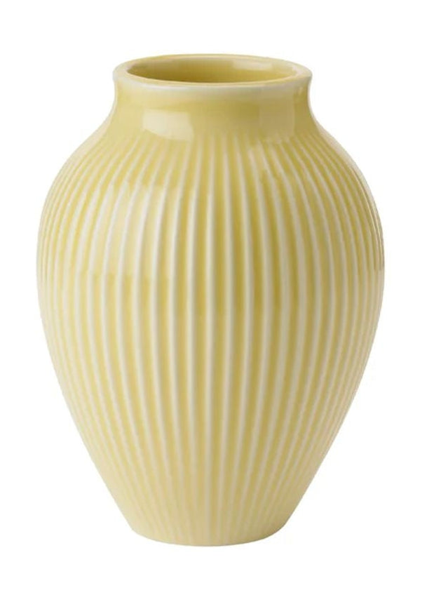 Knabstrup Keramik Vase With Grooves H 12,5 Cm, Yellow