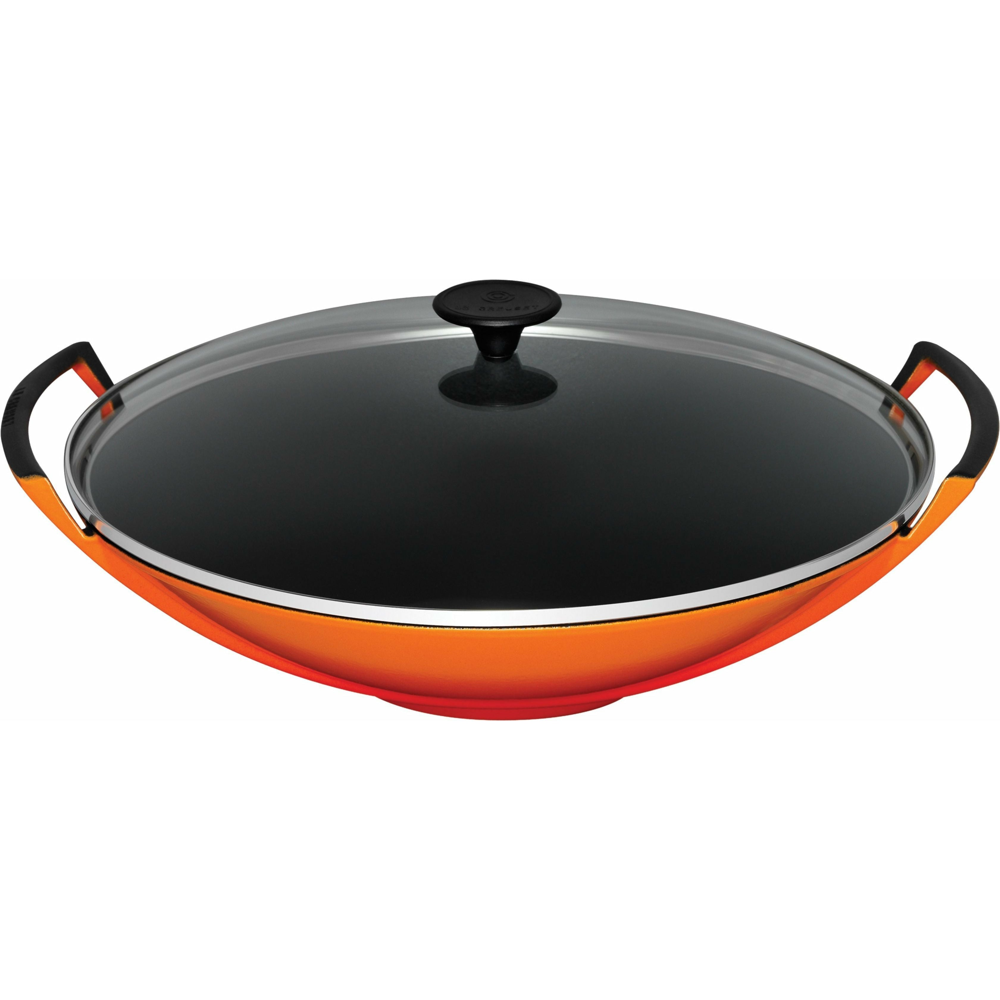 Le Creuset wok ze szklaną pokrywką 36 cm, piekarnik czerwony