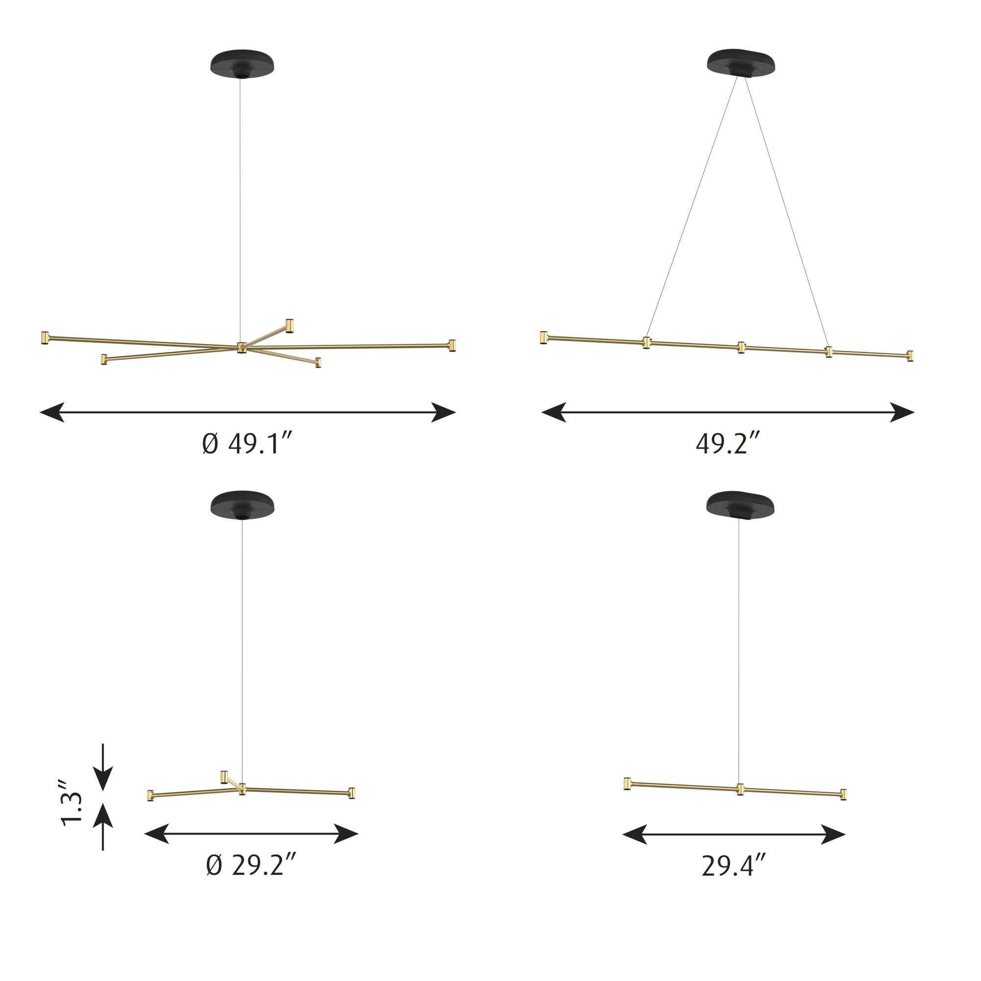 Louis Poulsen Dependant Suspension System 6 Circular, Brass Metallized/Black