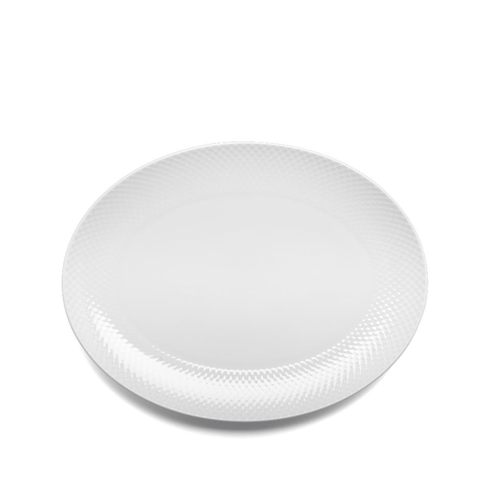 Lyngby Rhombe Serving Plate Oval White, 35 cm