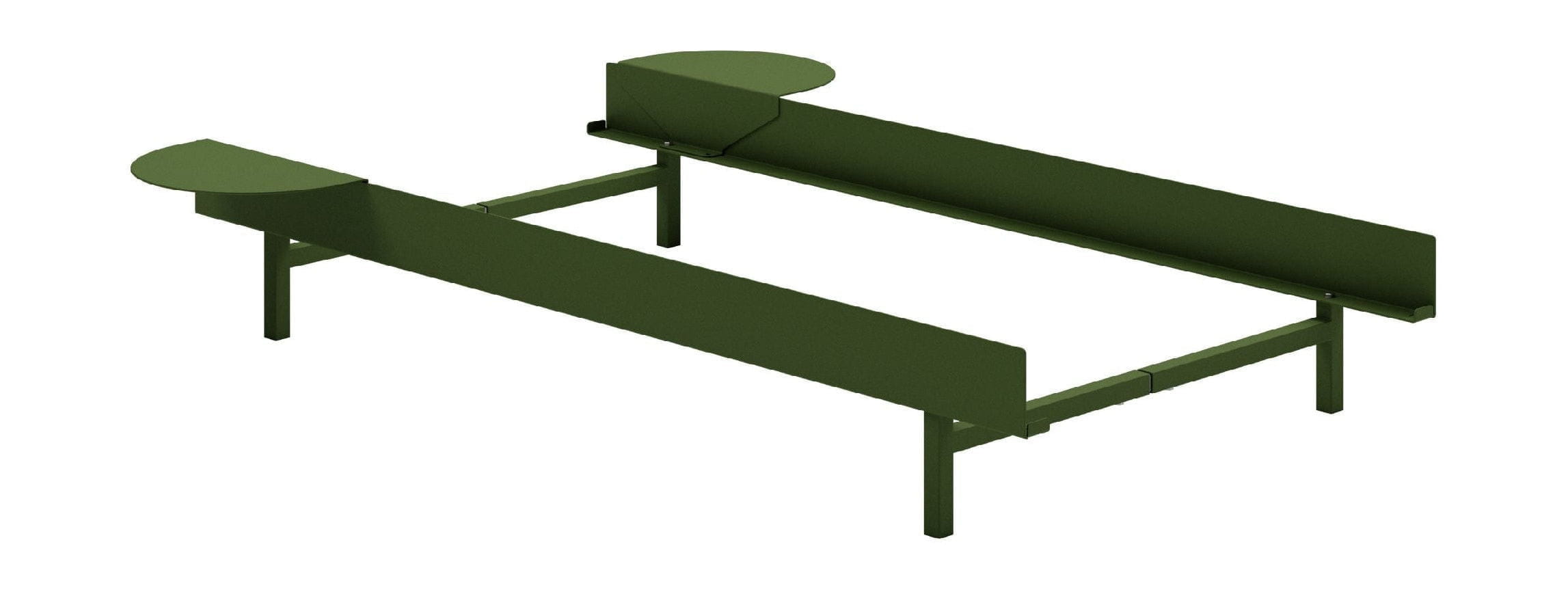 Łóżko Moebe z 2 stołami nocnymi 90 cm, sosnowy zielony