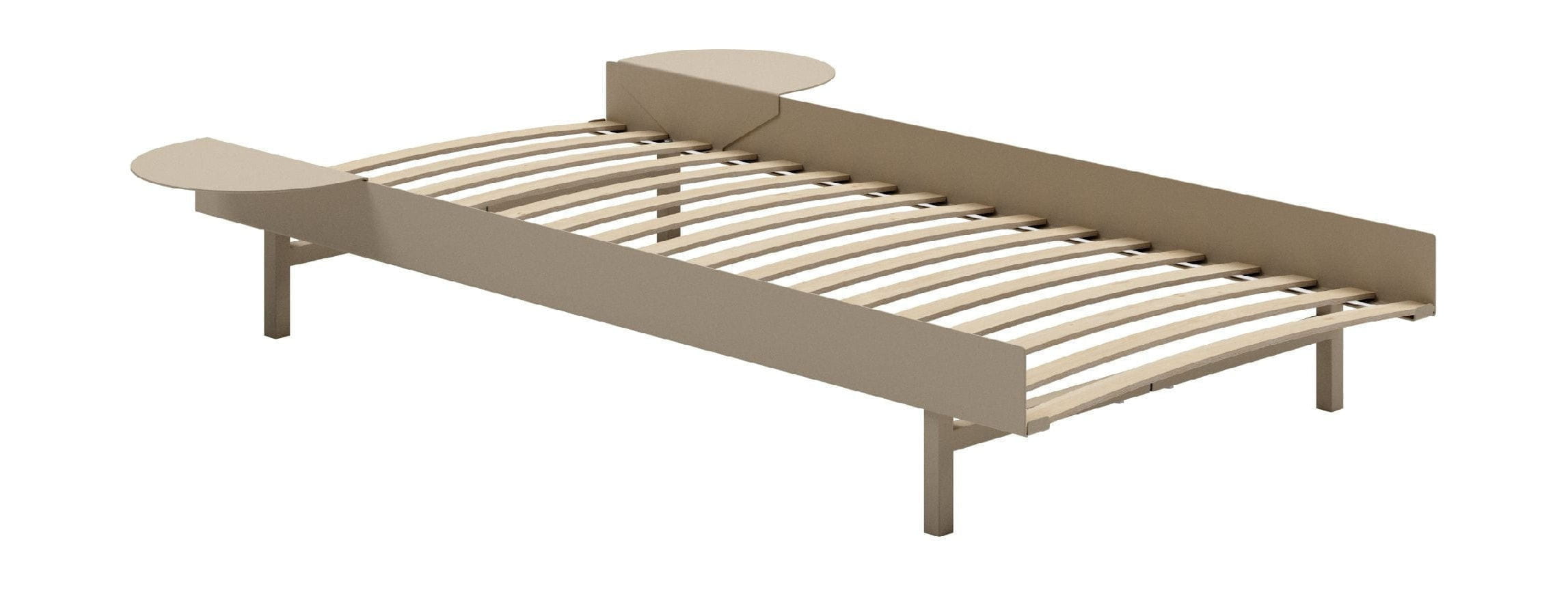 Łóżko Moebe z listew i 2 stołami nocnymi 90 cm, piasek