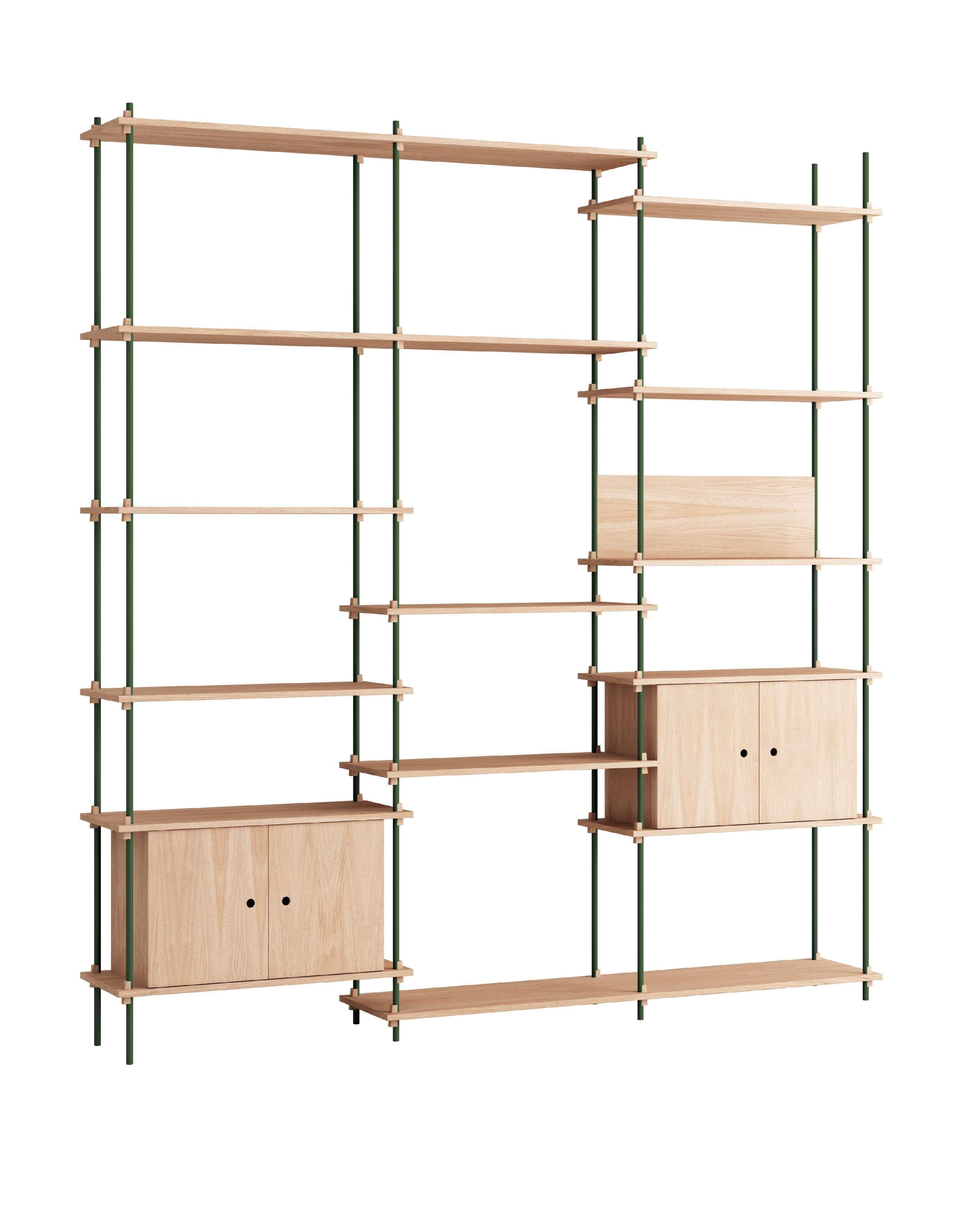 Moebe Shelving System S.255.3.B, Oak/Pine Green