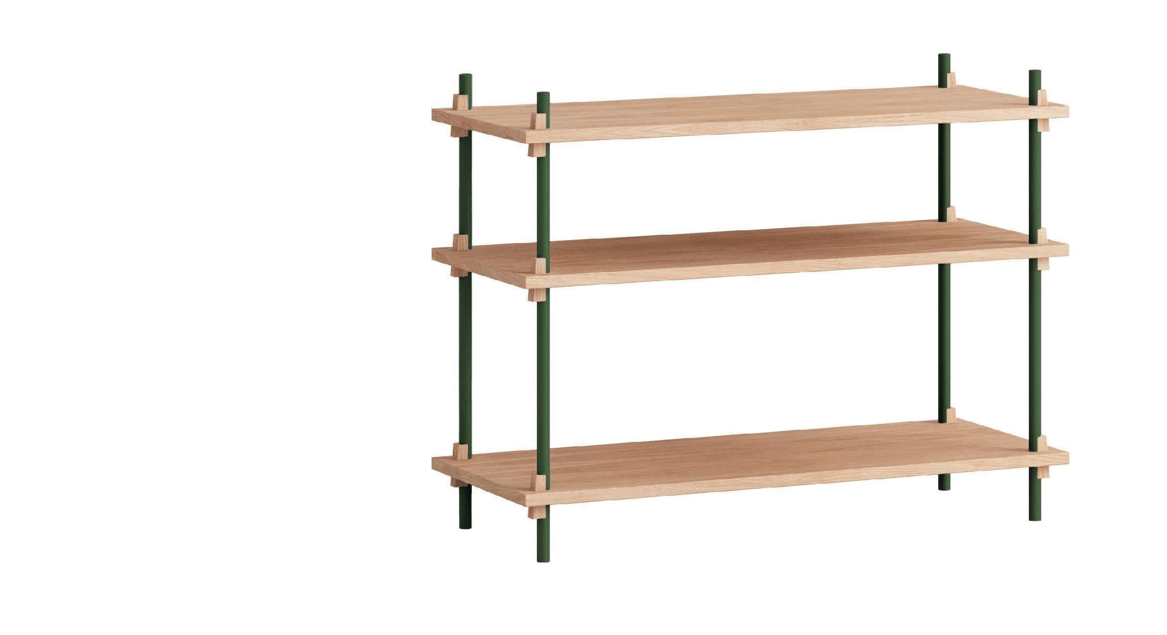 Moebe Shelving System S.65.1.A, Oak/Pine Green