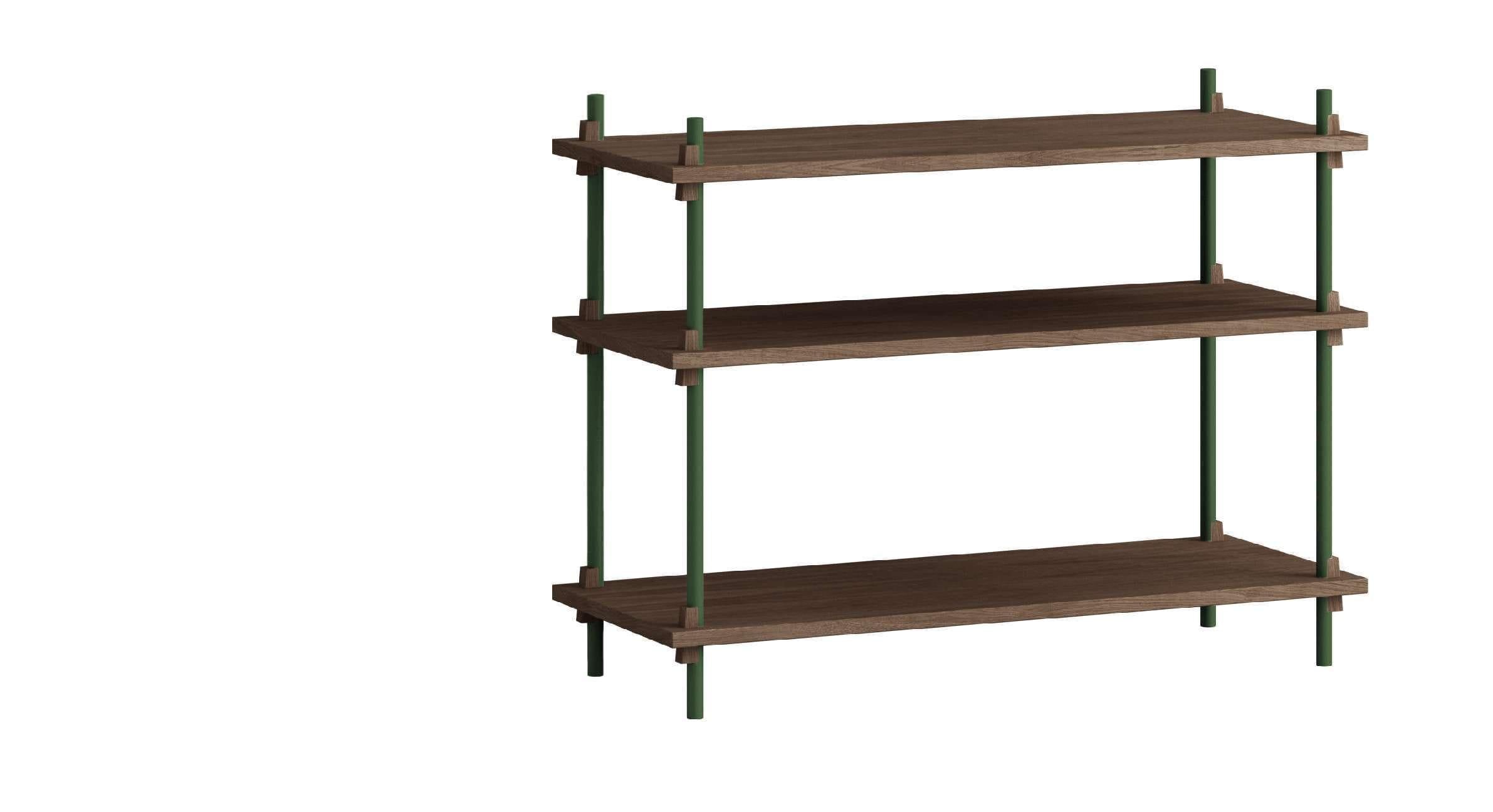 Moebe Shelving System S.65.1.A, Smoked Oak/Pine Green