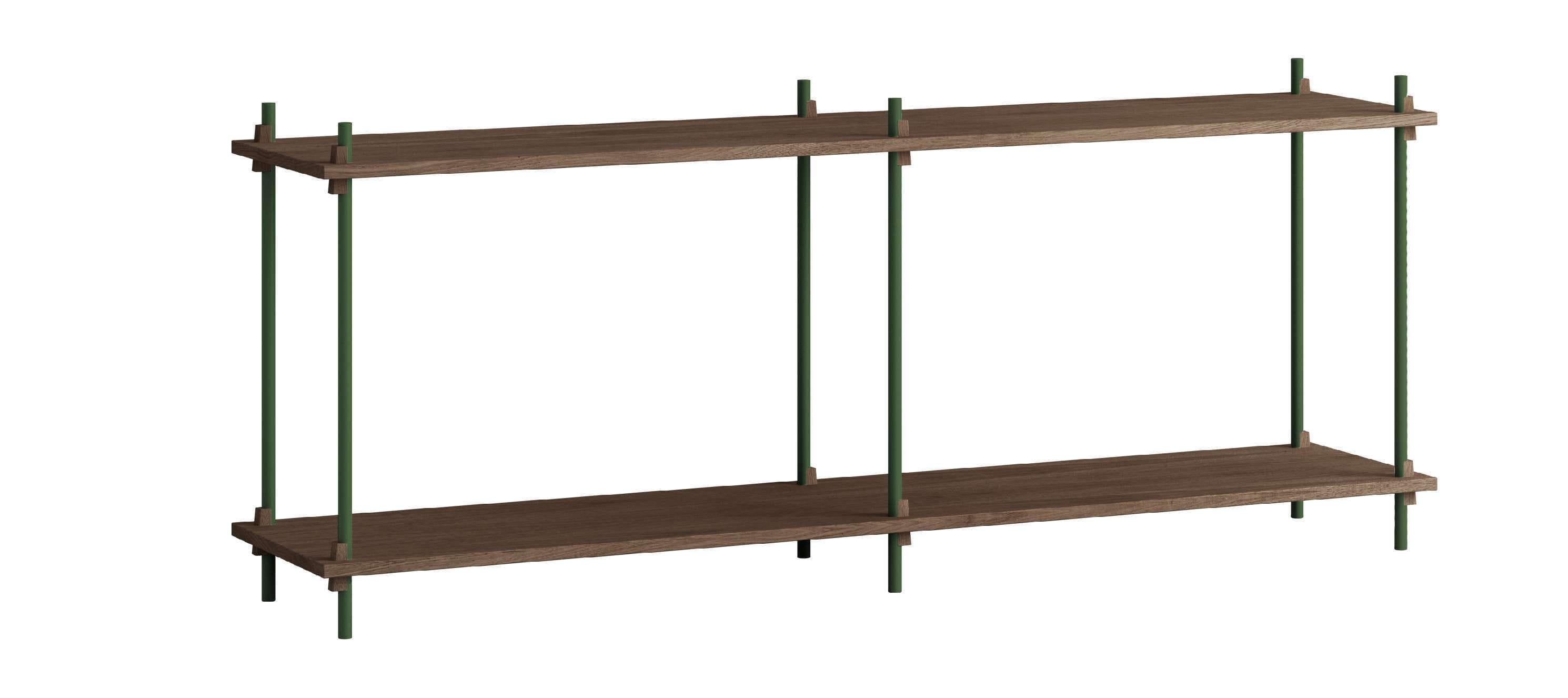 Moebe Shelving System S.65.2.B, Smoked Oak/Pine Green