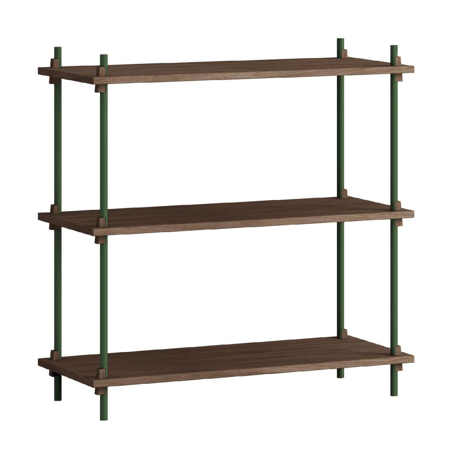 Moebe Shelving System S.85.1.A, Smoked Oak/Pine Green