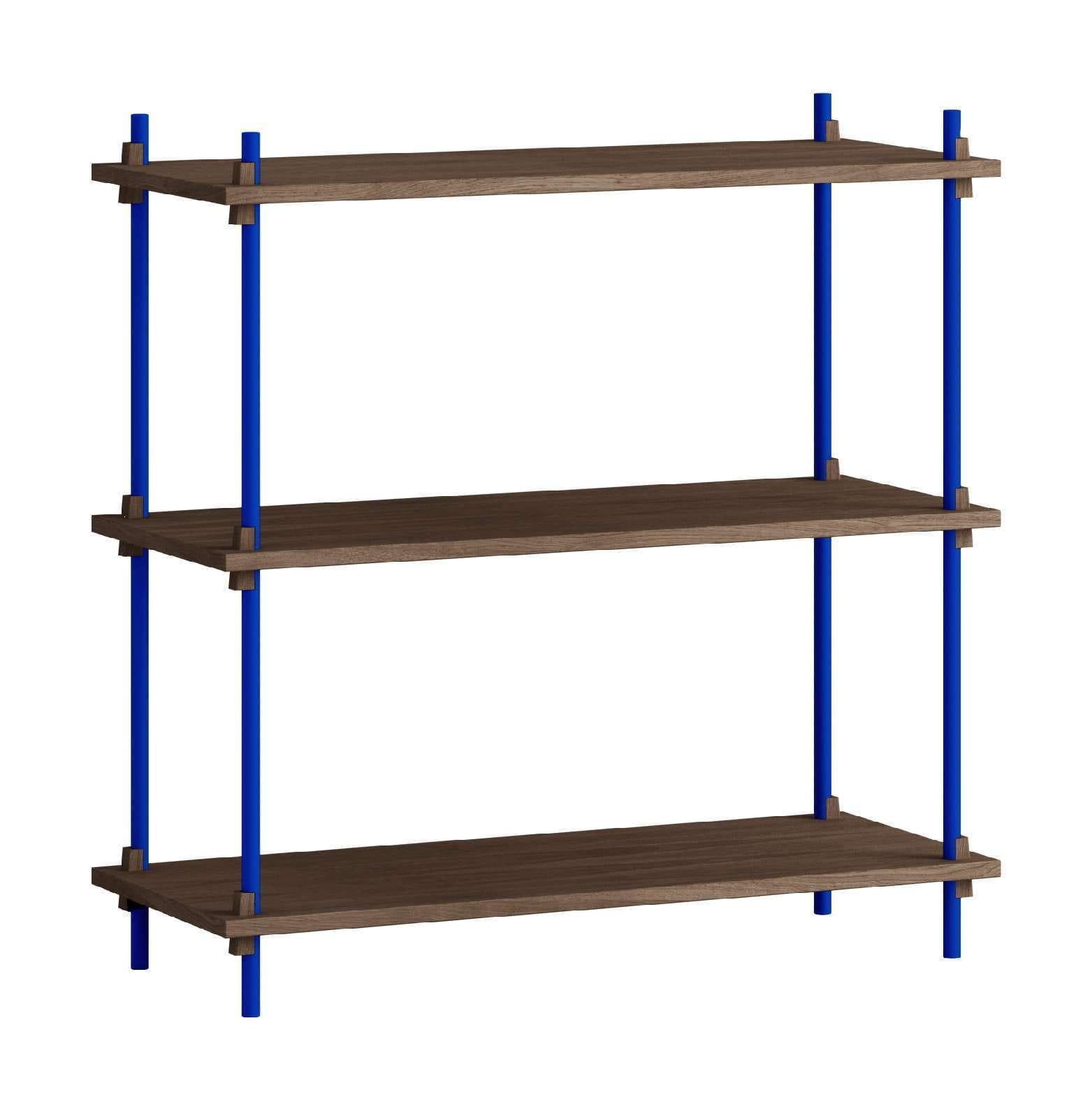 Moebe Shelving System S.85.1.A, Smoked Oak/Deep Blue