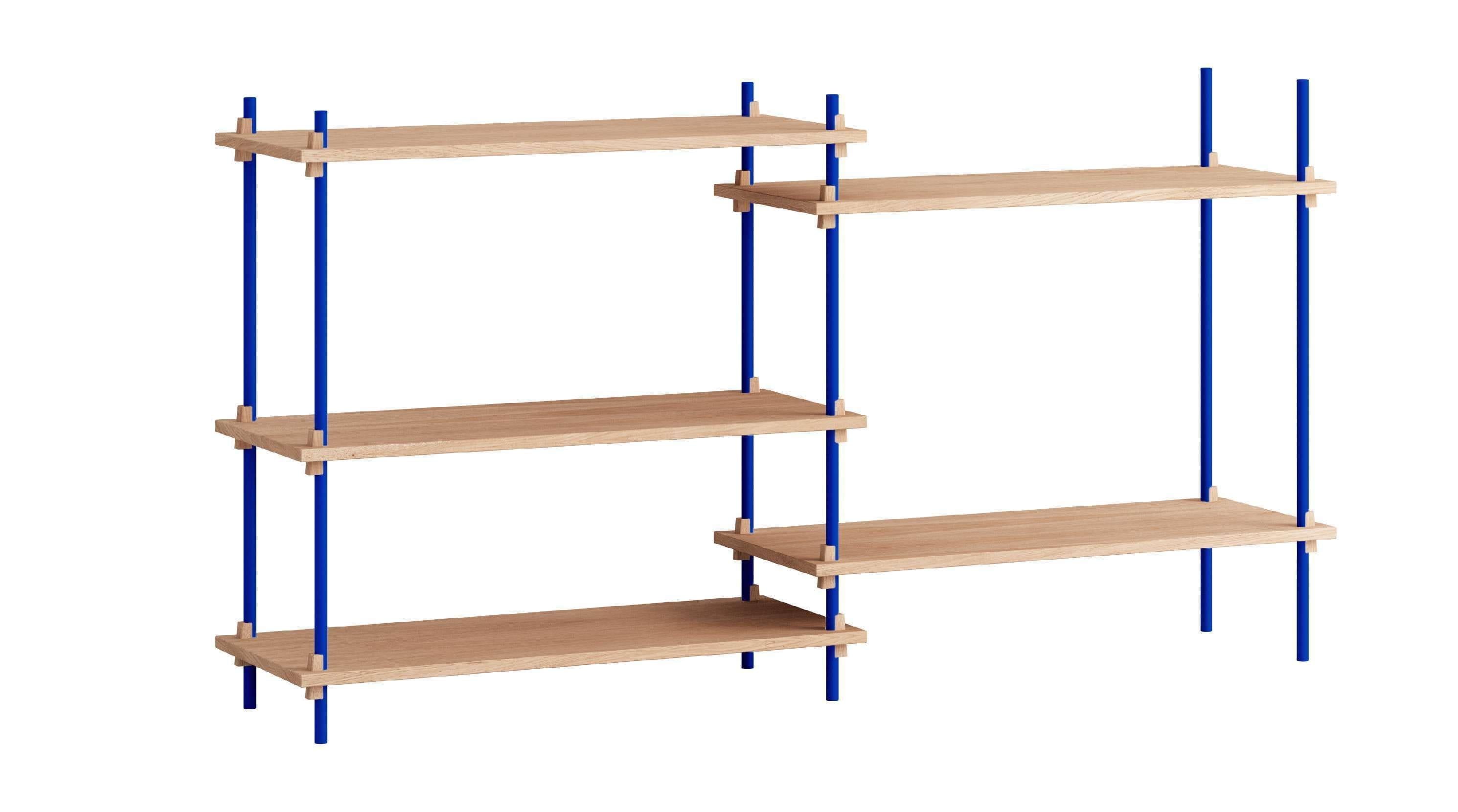 Moebe Shelving System S.85.2.A, Oak/Deep Blue