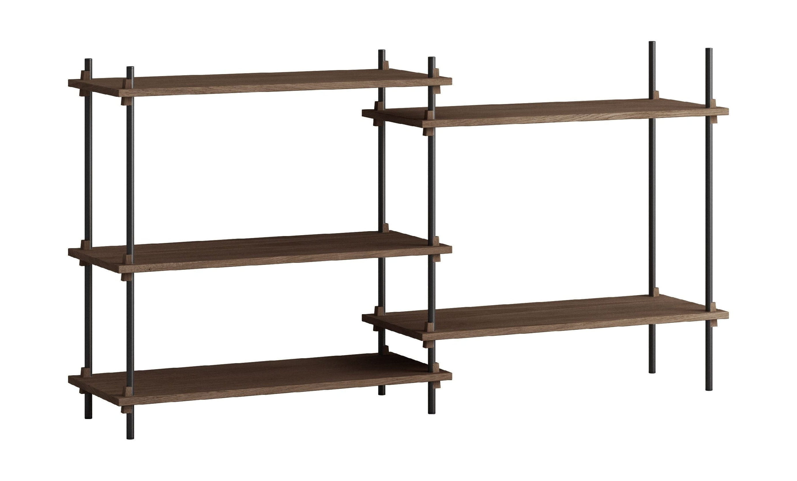 Moebe Shelving System S.85.2.A, Smoked Oak/Black