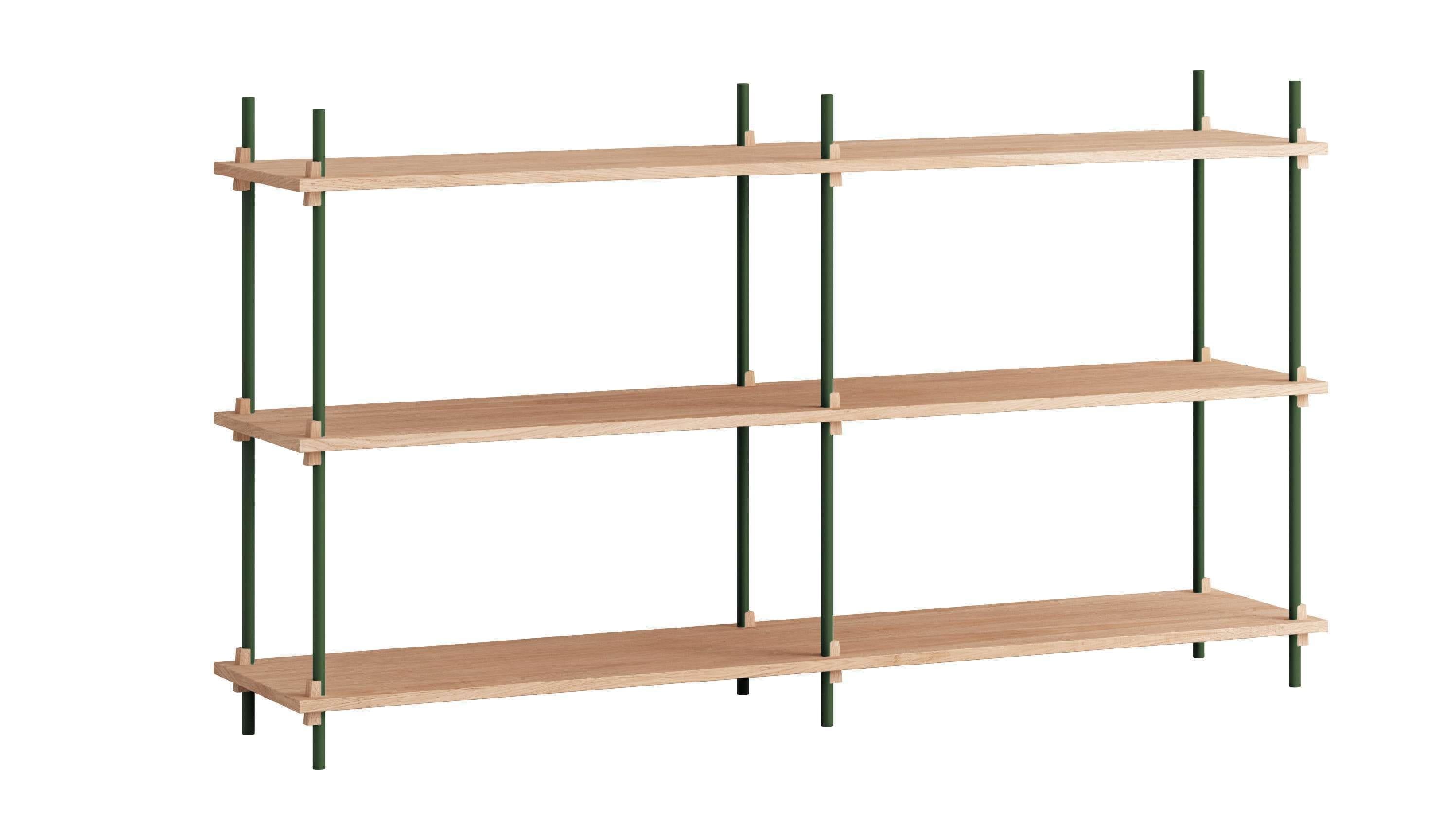 Moebe Shelving System S.85.2.B, Oak/Pine Green