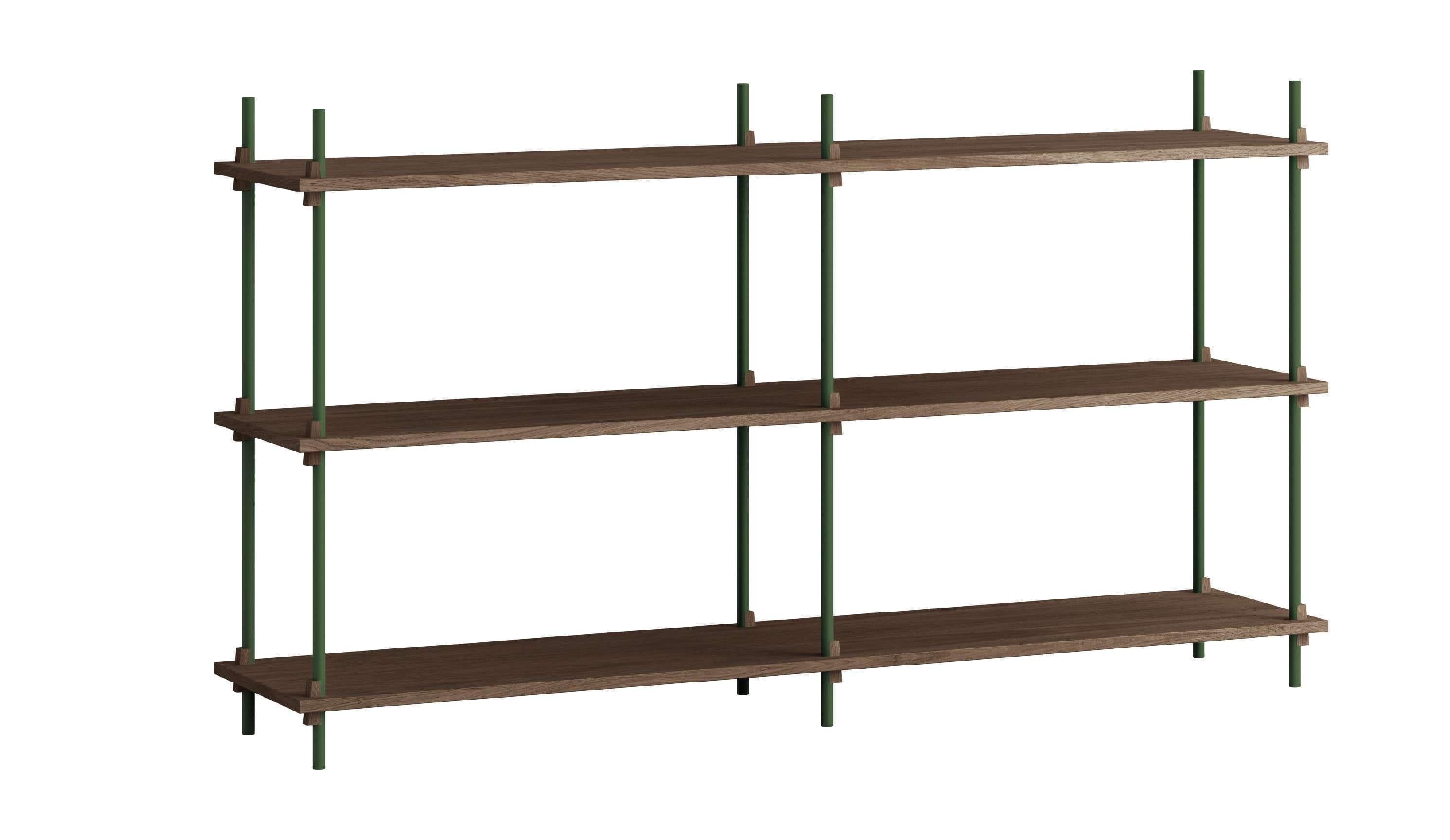 Moe System Shelving System S.85.2.b, wędzona zielona dębowa/sosna