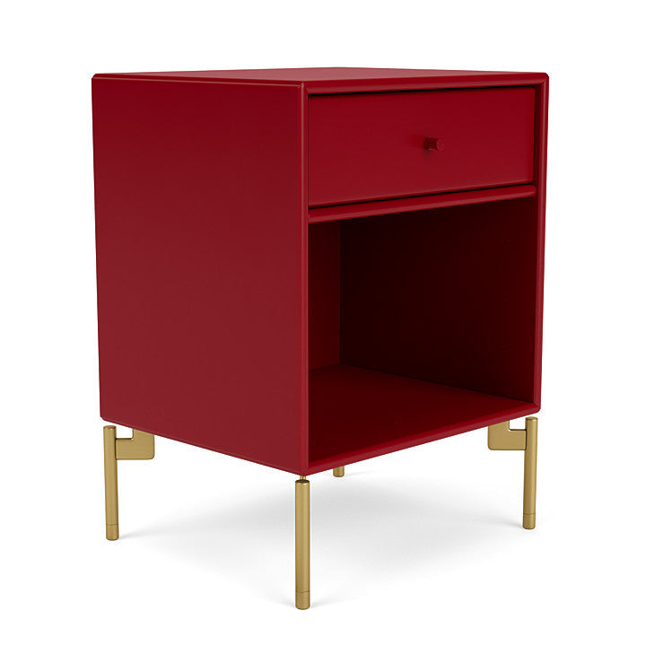 Montana Dream Nightstand With Legs, Beetroot/Brass