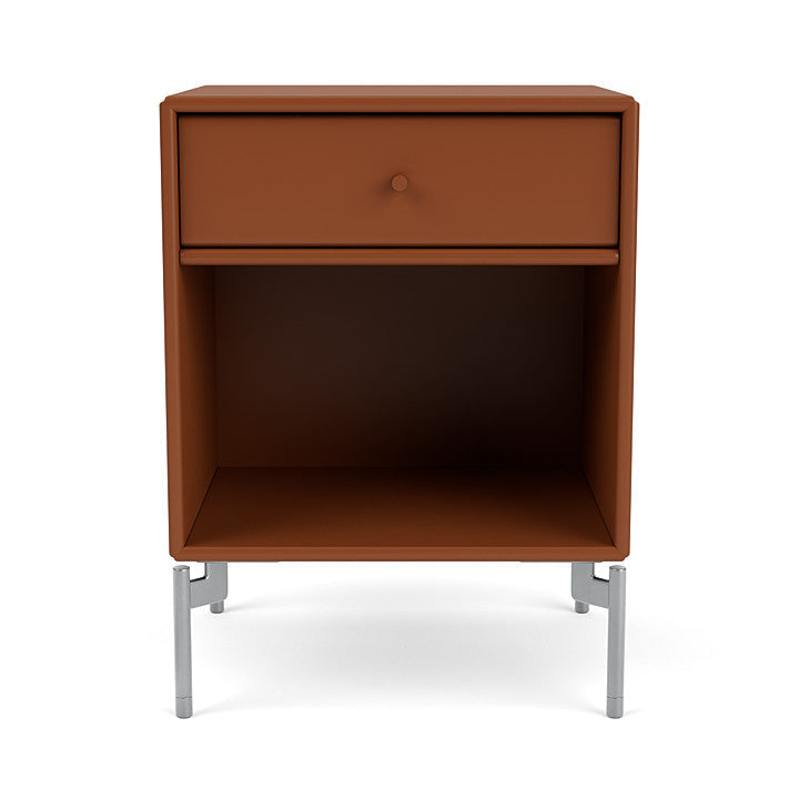 Montana Dream Nightstand With Legs, Hazelnut/Matt Chrome