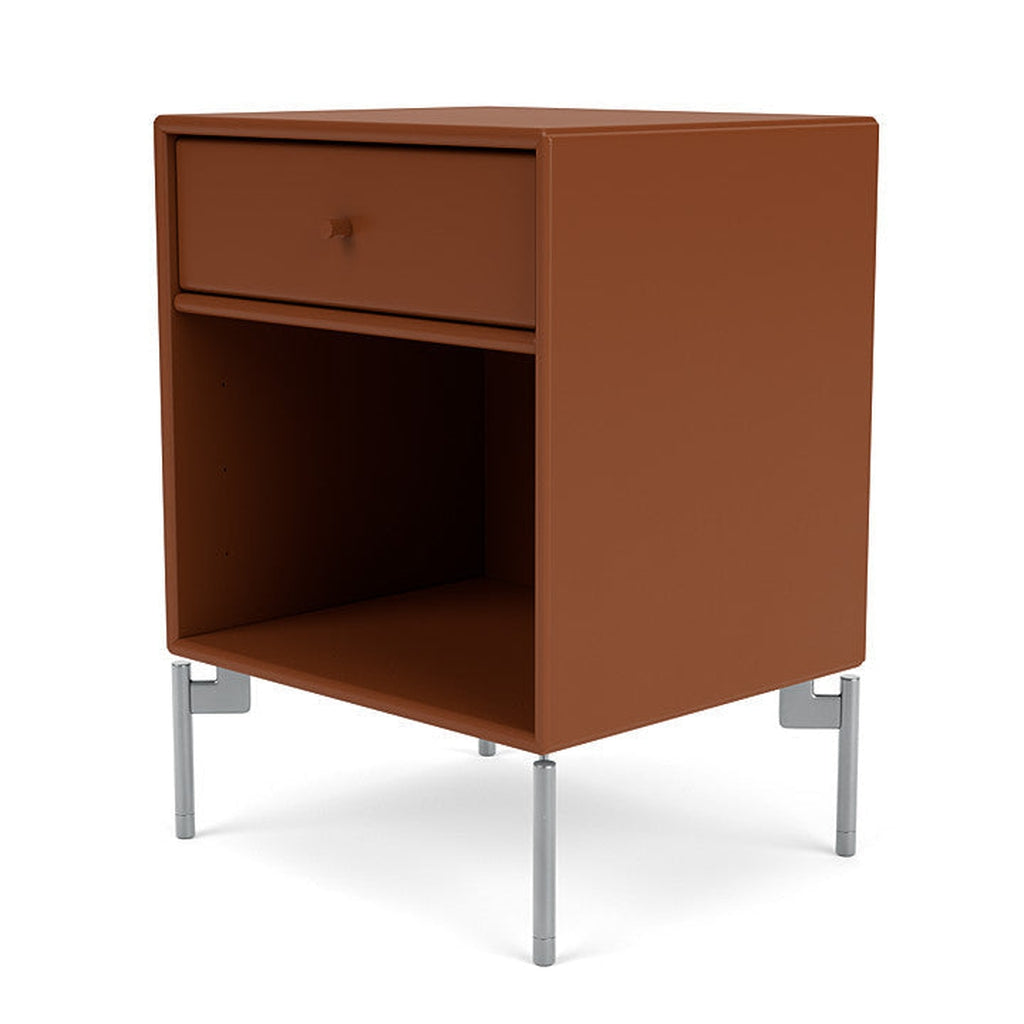 Montana Dream Nightstand With Legs, Hazelnut/Matt Chrome