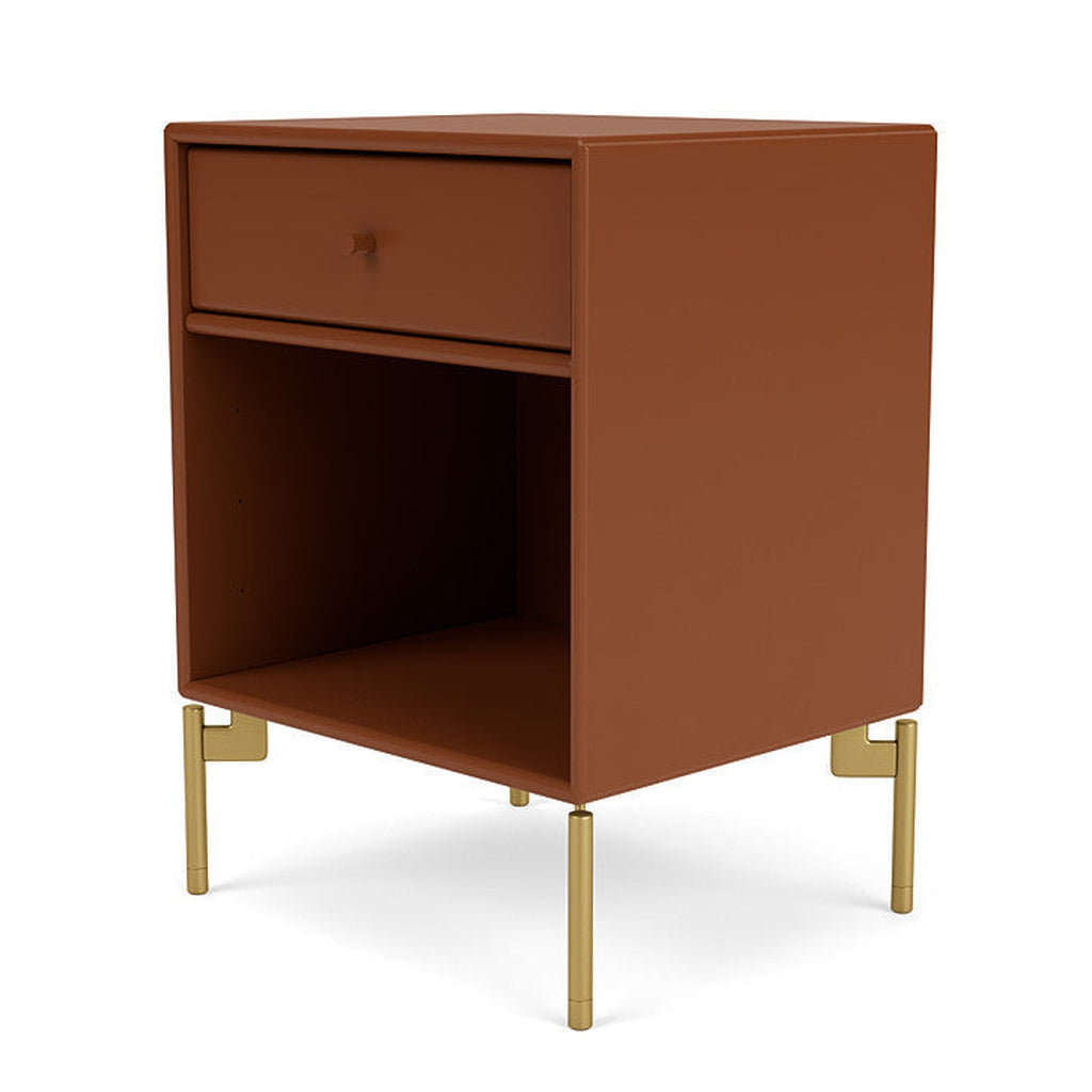 Montana Dream Nightstand With Legs, Hazelnut/Brass