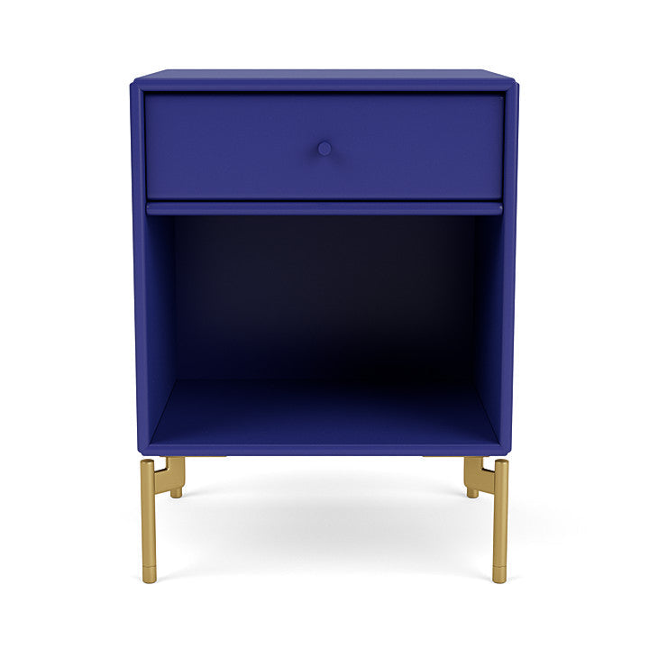 Montana Dream Nightstand With Legs, Monarch Blue/Brass