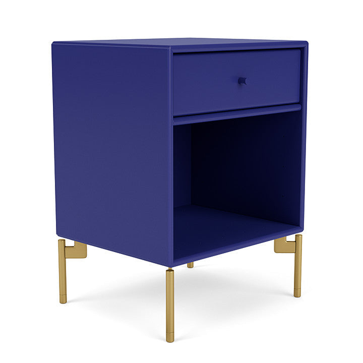 Montana Dream Nightstand With Legs, Monarch Blue/Brass