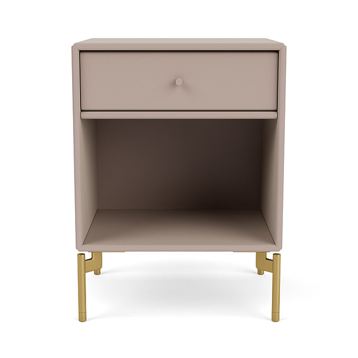 Montana Dream Nightstand With Legs, Mushroom Brown/Brass