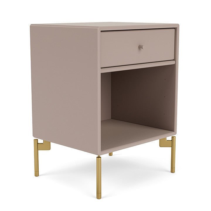 Montana Dream Nightstand With Legs, Mushroom Brown/Brass