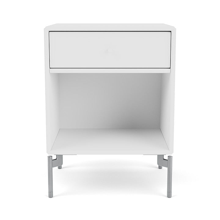 Montana Dream Nightstand With Legs, New White/Matt Chrome