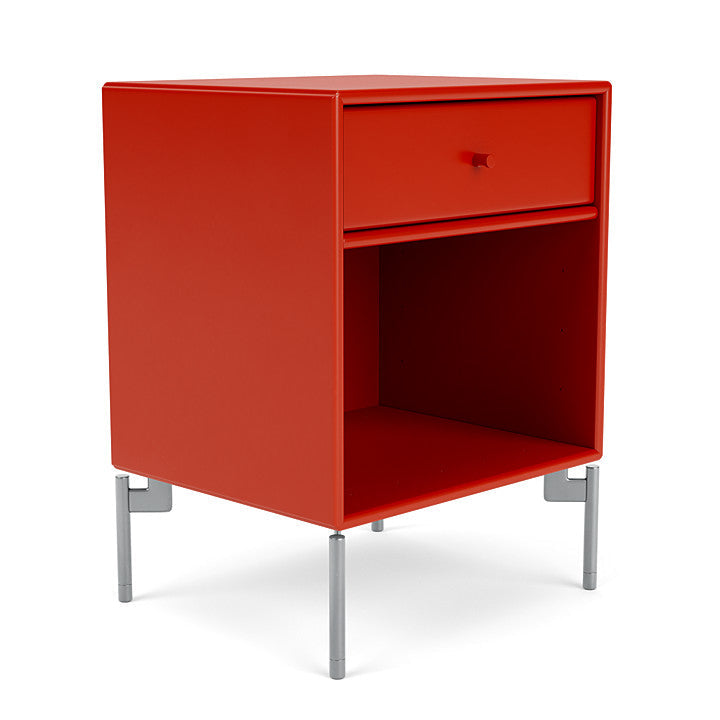 Montana Dream Nightstand With Legs, Rosehip/Matt Chrome