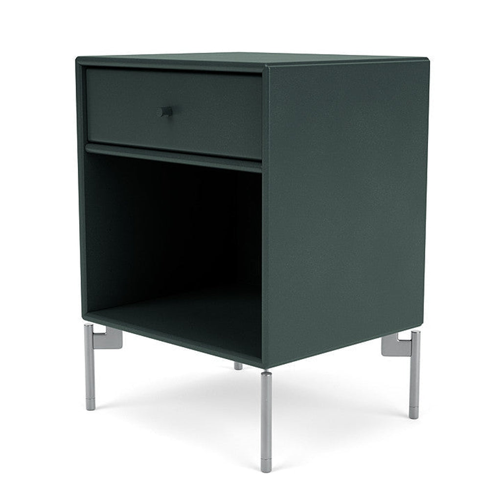 Montana Dream Nightstand With Legs, Black Jade/Matt Chrome