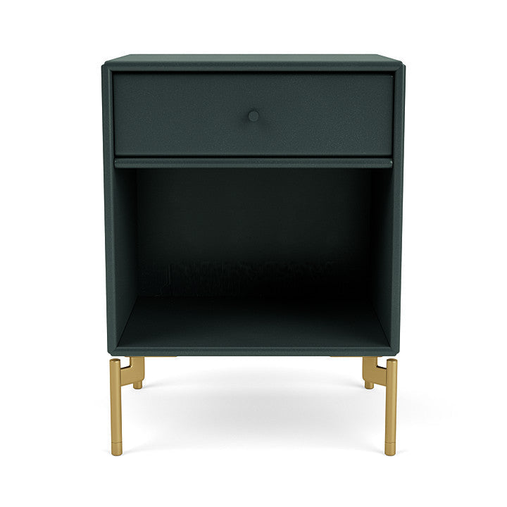 Montana Dream Nightstand With Legs, Black Jade/Brass