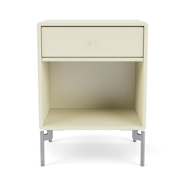 Montana Dream Nightstand With Legs, Vanilla/Matt Chrome