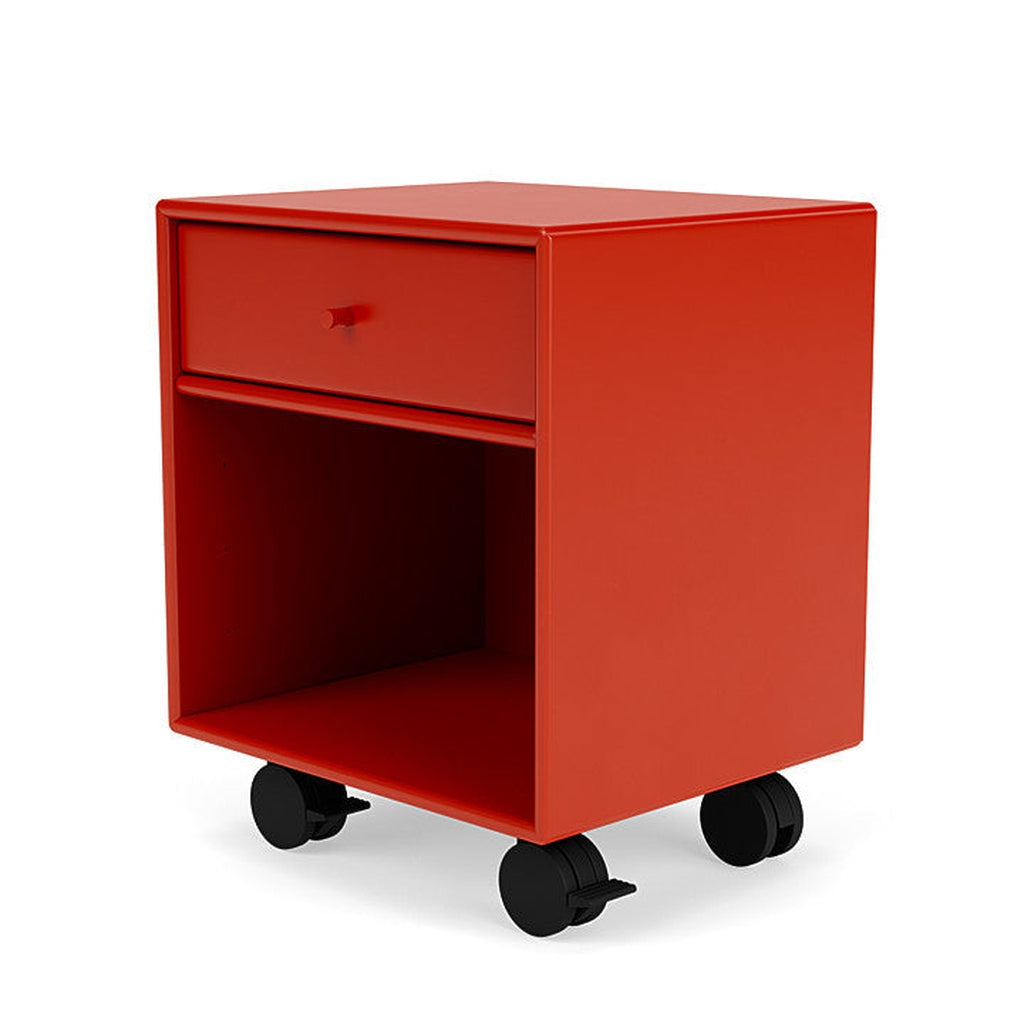 Montana Dream Nightstand With Castors, Rosehip Red