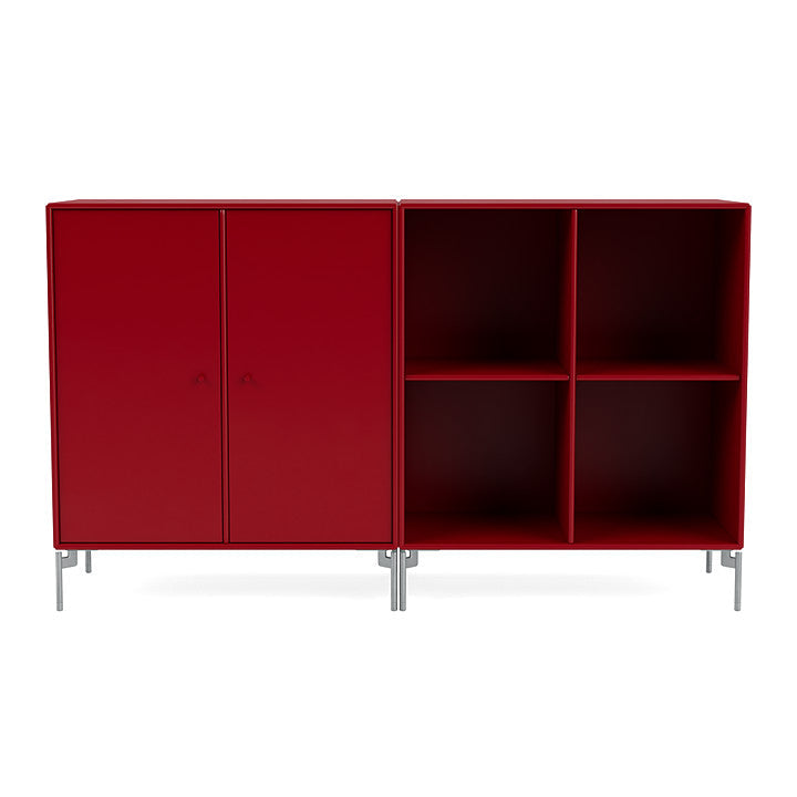 Montana Pair Classic Sideboard With Legs, Beetroot/Matt Chrome