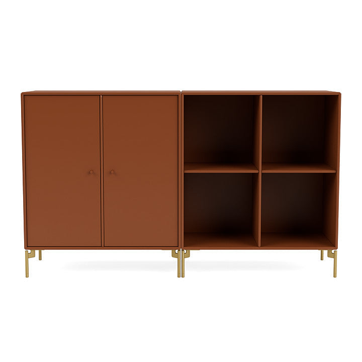 Montana Pair Classic Sideboard With Legs, Hazelnut/Brass